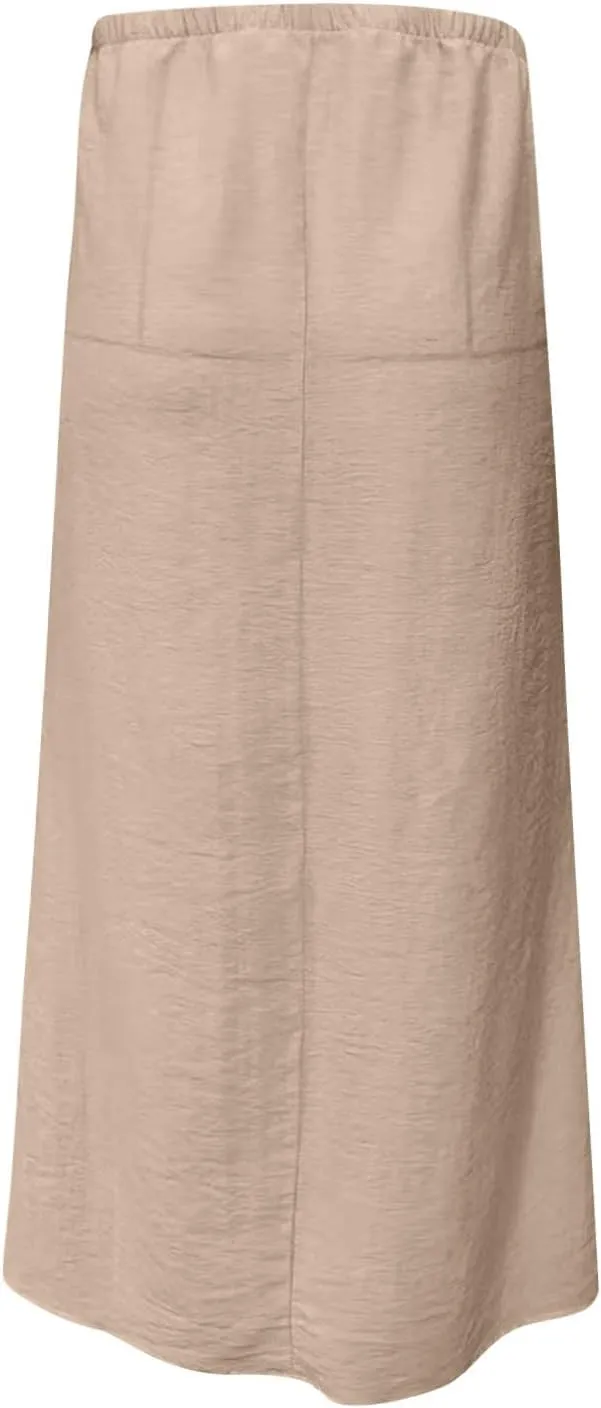 2025 Trendy Linen Maxi Skirts for Women Summer Drawstring Waist A Line Skirt Solid Loose Fit Flowy Long Beach Skirts
