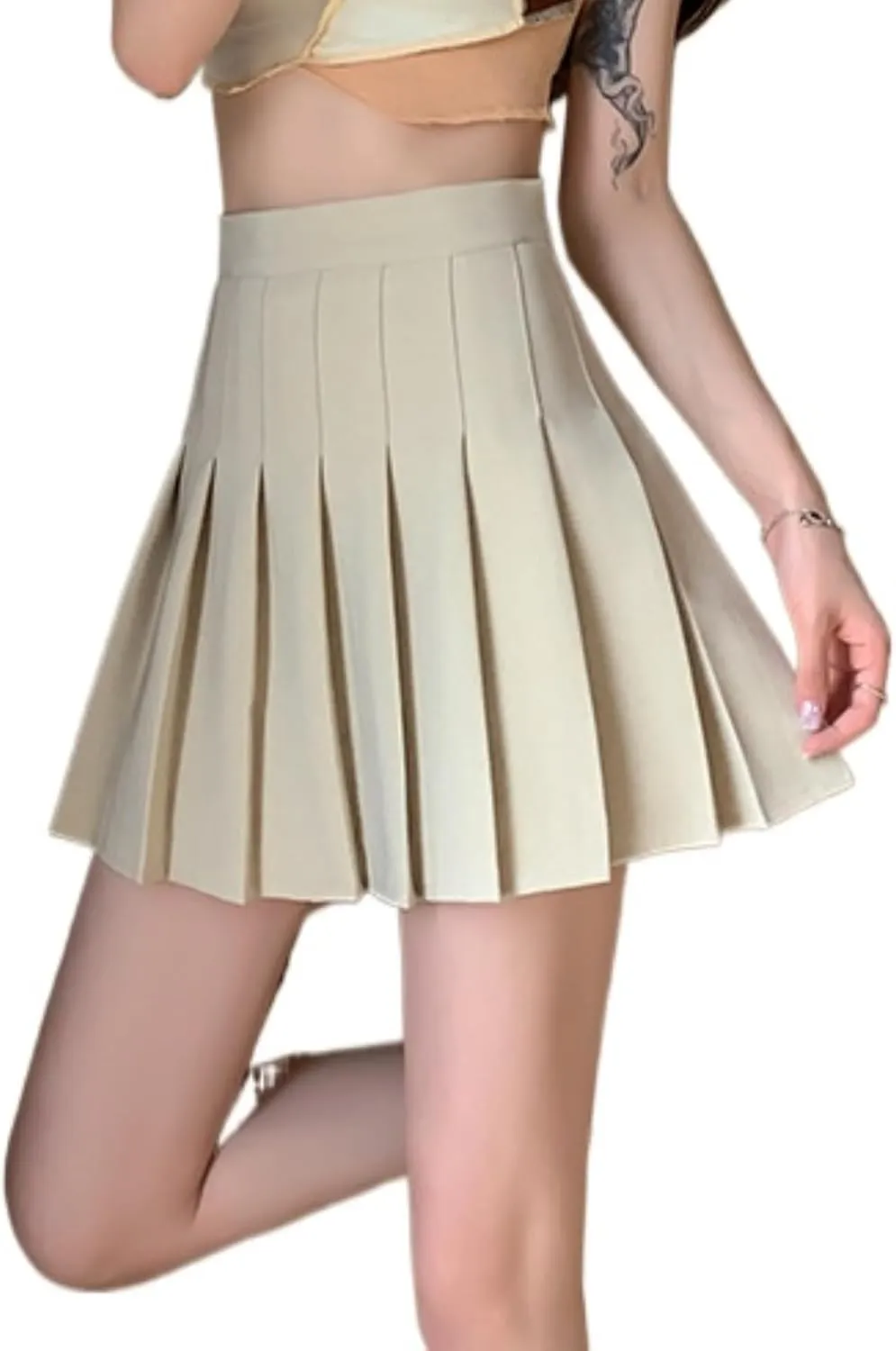 ALCEA ROSEA Womens Pleated Mini Skirts High Waisted A-Line Skirts for Skater Tennis School Cheerleader Short Skirts 7859
