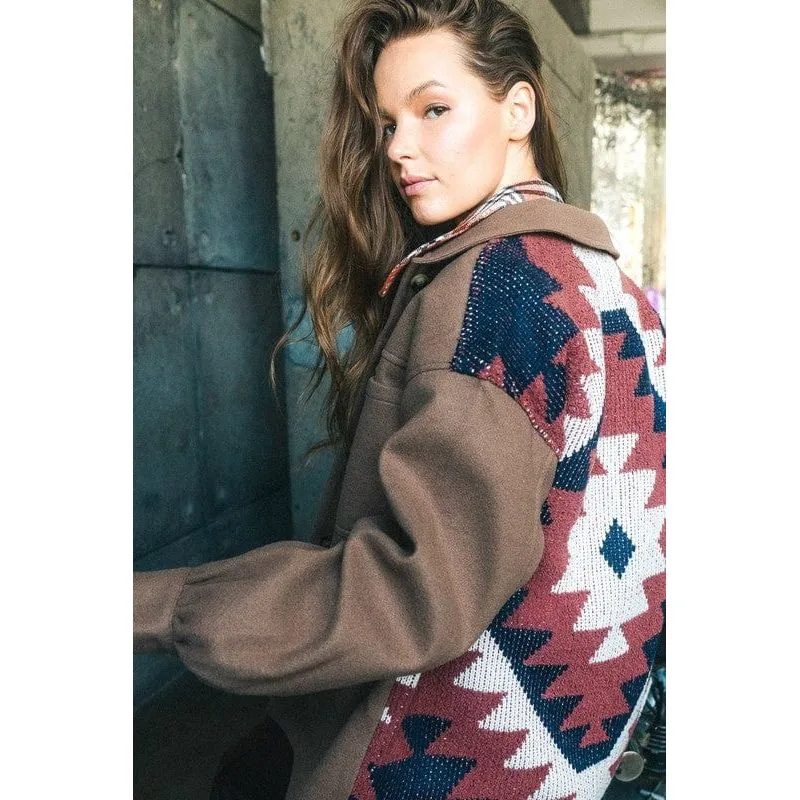 Back aztec graphic detail jacket