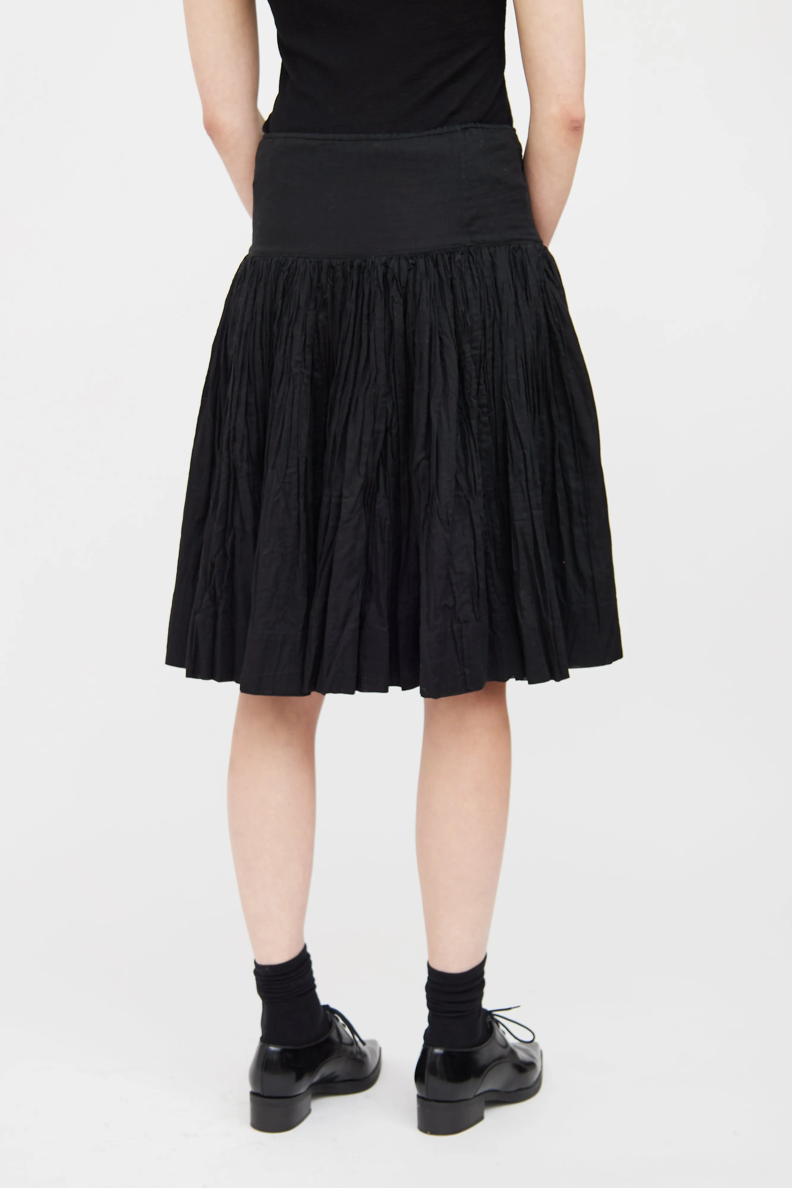 Black Pleated Midi Skirt