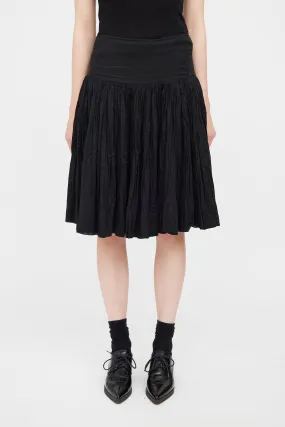 Black Pleated Midi Skirt
