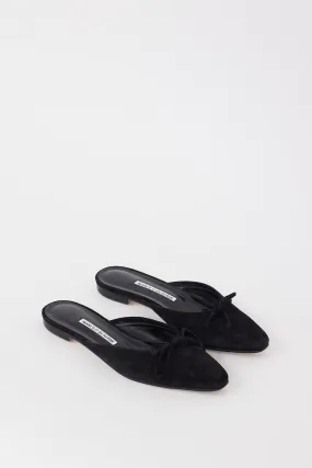 Black Suede Ballerimu Bow Mule