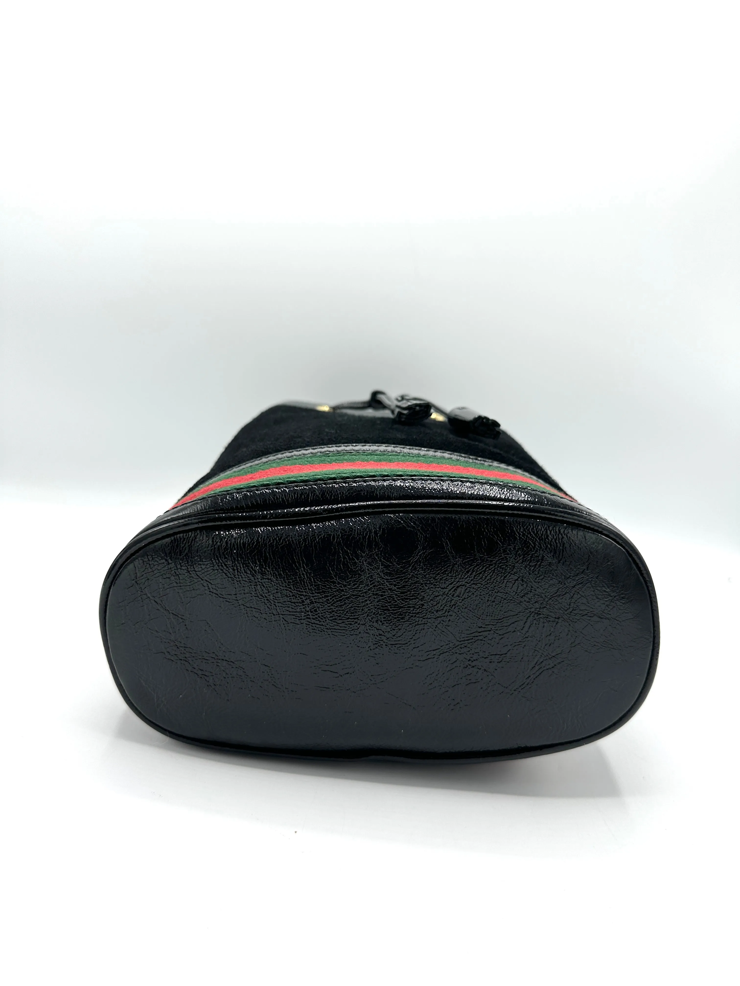 Black Suede Ophidia Large Top Handle Bucket Bag