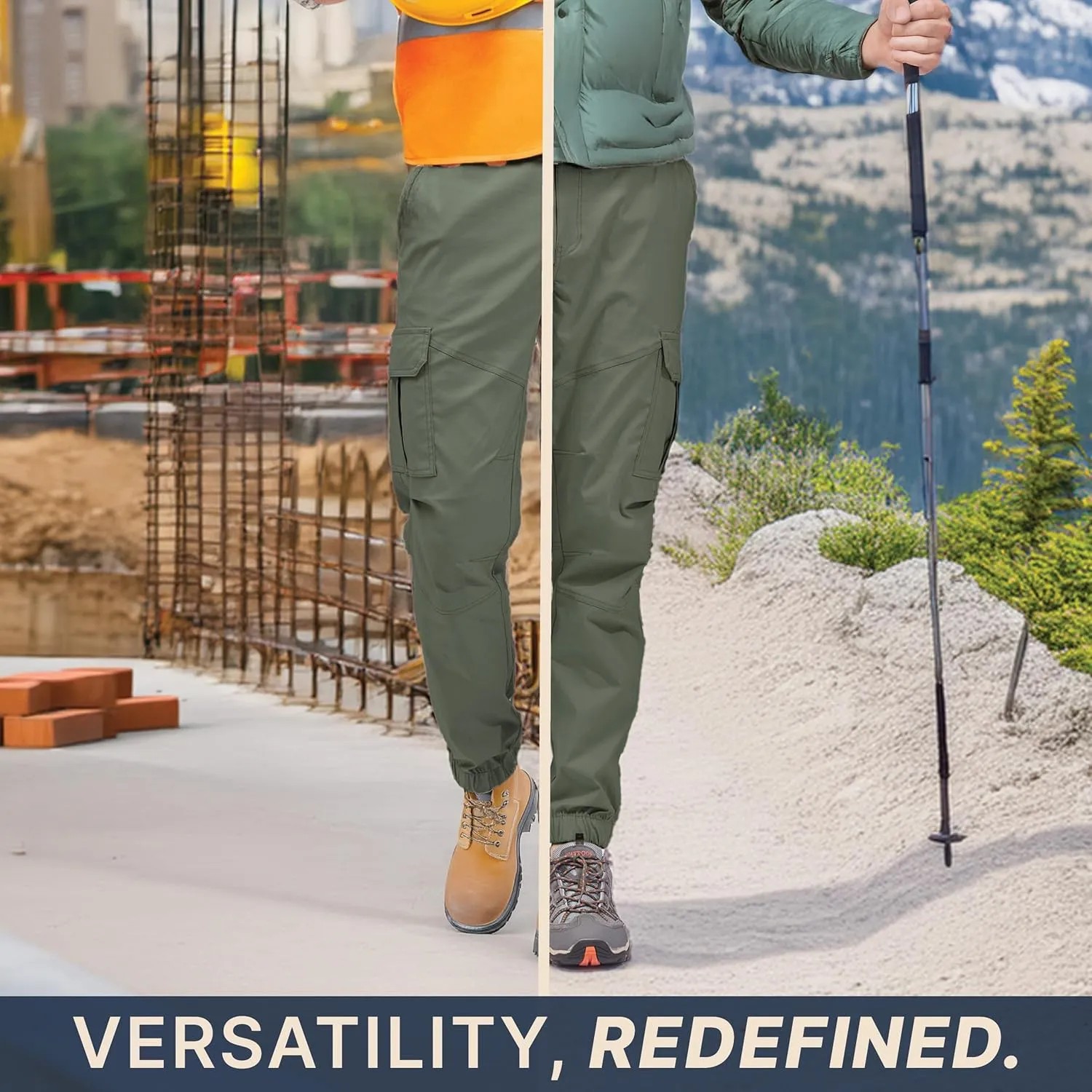BLUE CHILL Mens Cargo Joggers – Slim Fit, Stretch Comfort, Water-Resistant, 7 Pockets, Lightweight for Hiking & Travel