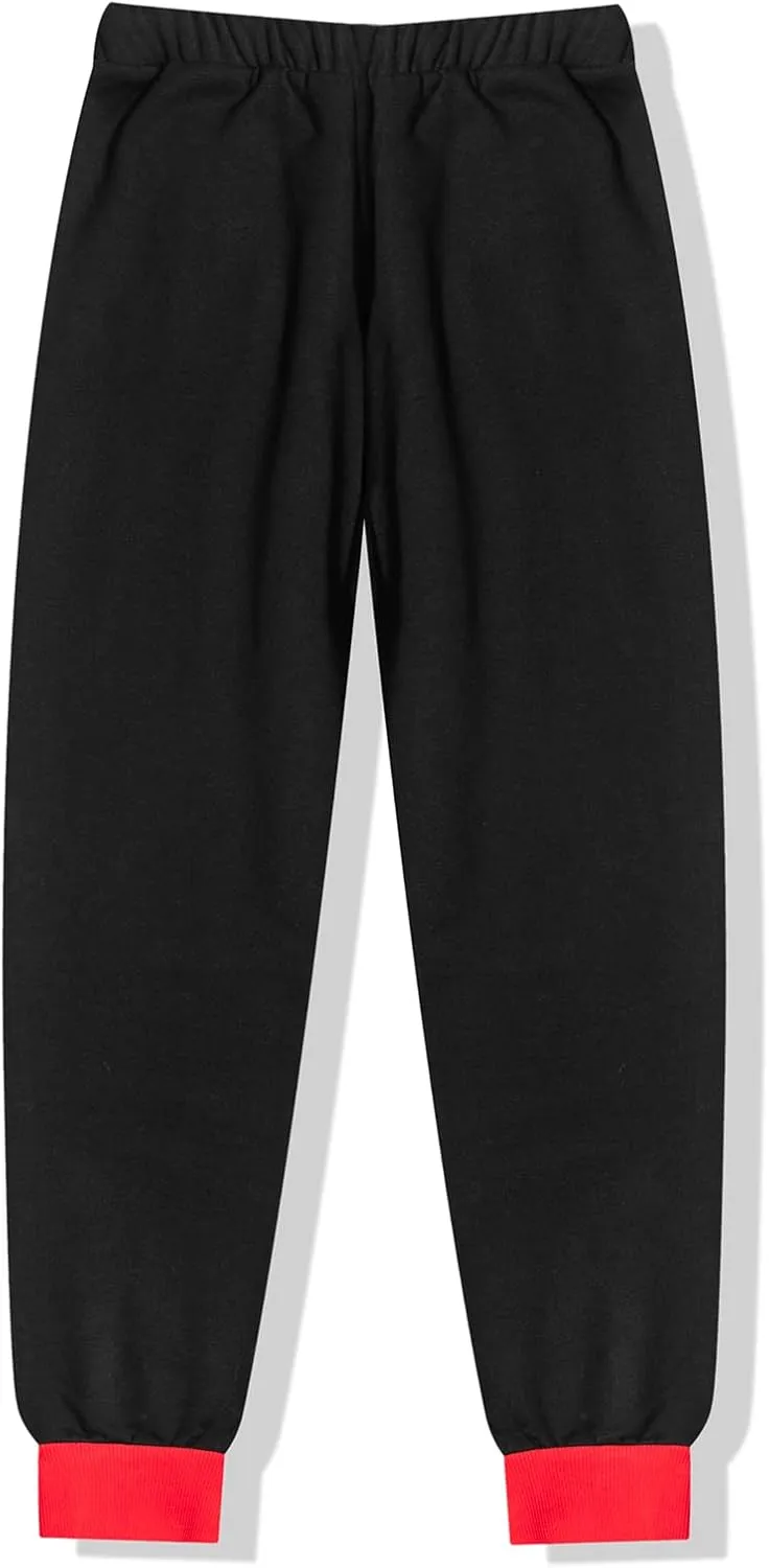 Boys Girls Fleece Joggers Drawstring Elastic Waist Kids Sweatpants Athletic Pants