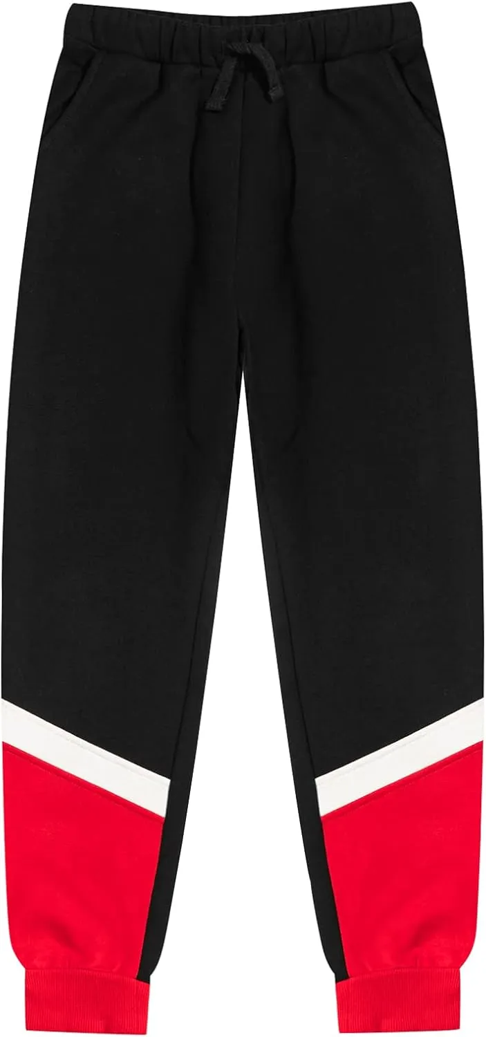 Boys Girls Fleece Joggers Drawstring Elastic Waist Kids Sweatpants Athletic Pants
