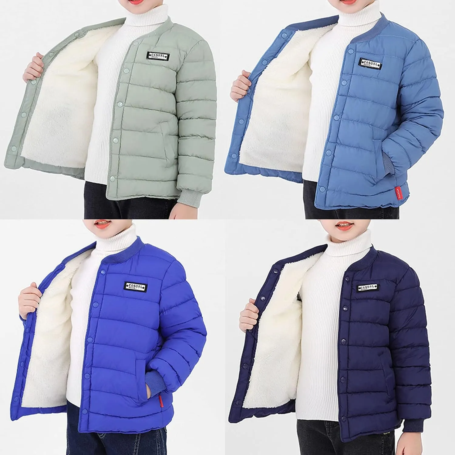 Boys' Winter Coat Kids Quilted Puffer Jacket Fleece Lined Down Coat Water-Resistant Lightweight Packable Down Jacket