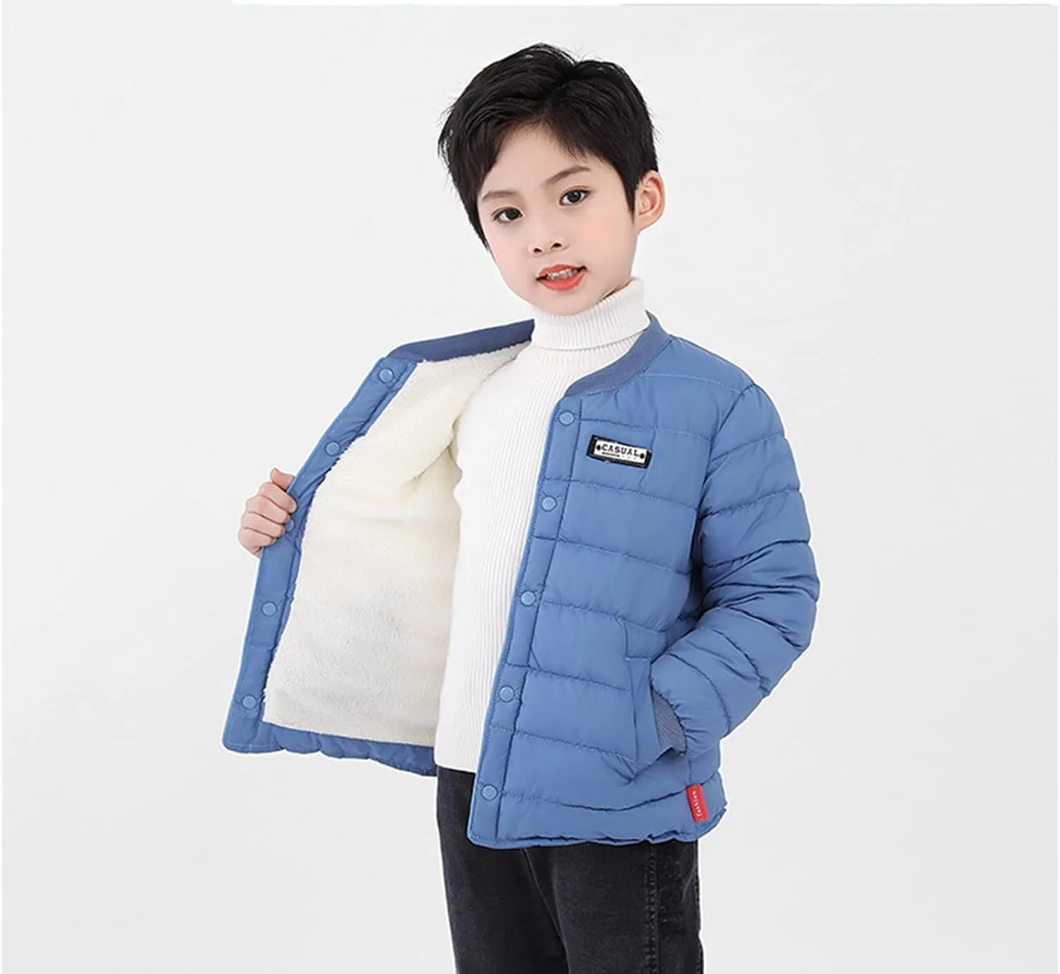 Boys' Winter Coat Kids Quilted Puffer Jacket Fleece Lined Down Coat Water-Resistant Lightweight Packable Down Jacket