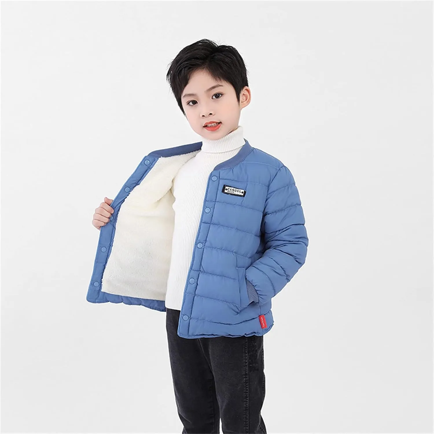 Boys' Winter Coat Kids Quilted Puffer Jacket Fleece Lined Down Coat Water-Resistant Lightweight Packable Down Jacket