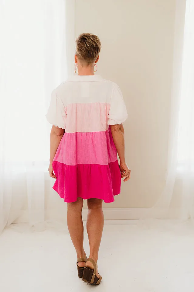 Colorblock Shirt Dress