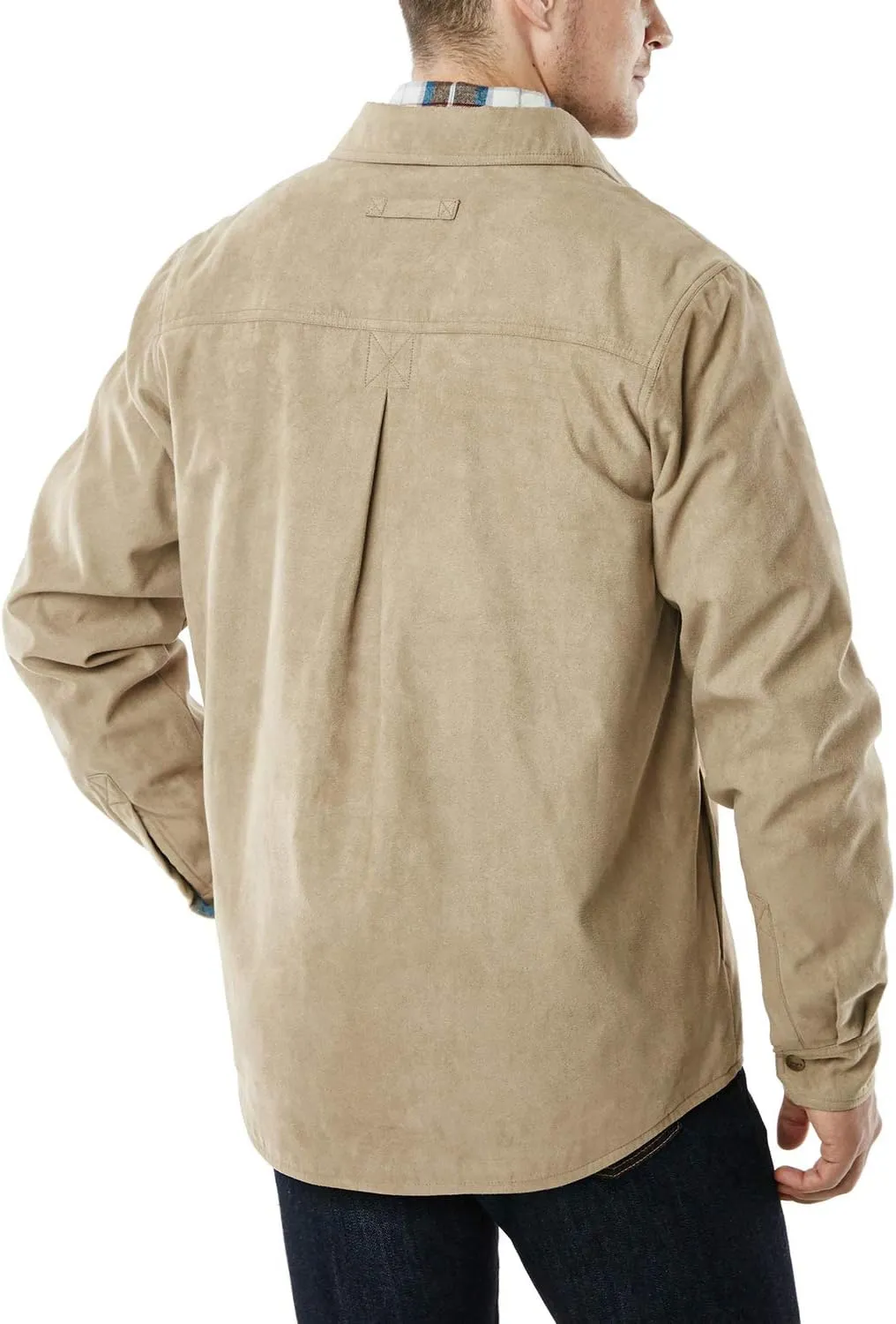 CQR Men's Flannel Lined Shirt Jackets, Long Sleeved Rugged Plaid Cotton Brushed Suede Shirt Jacket
