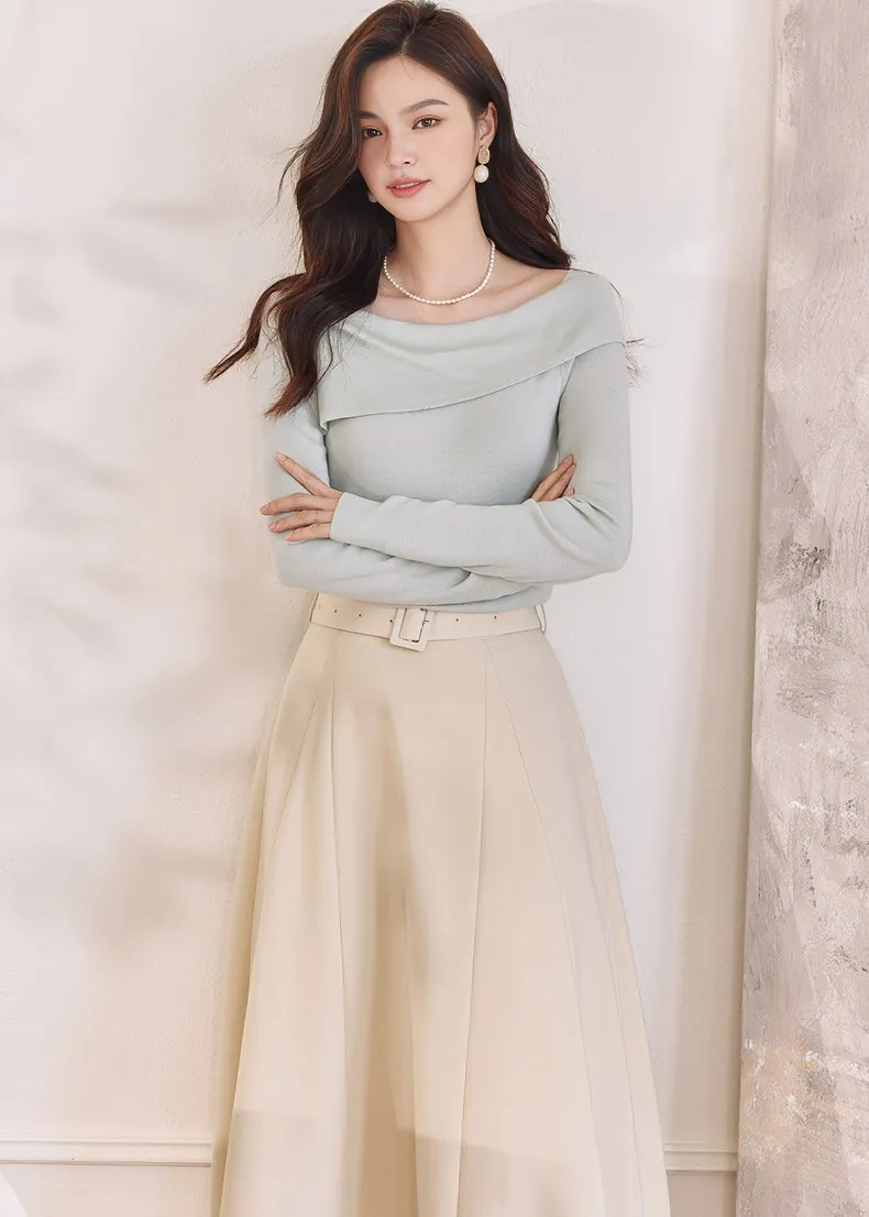 DIAGONAL OFF SHOULDER KNIT
