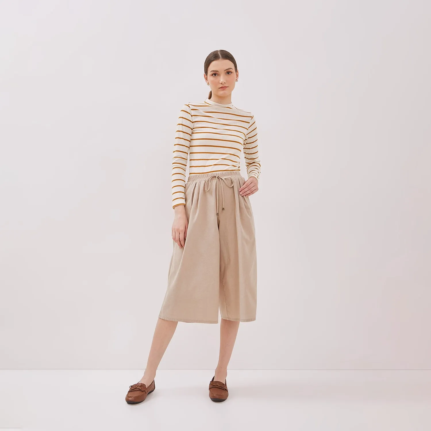 GRAPHIS Elastic Waist Midi Culottes Pants