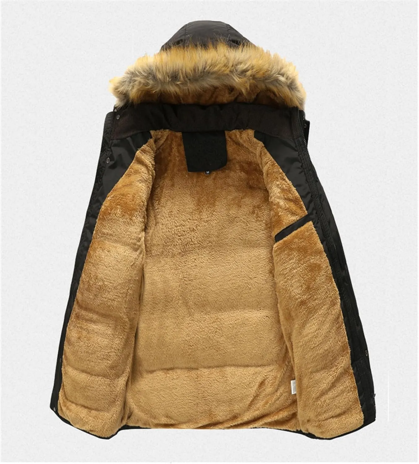 Mens Parka Coat with Removable Faux Fur Hood, Windproof & Warm Padded Jackets, Frost Fighter Sherpa Lined