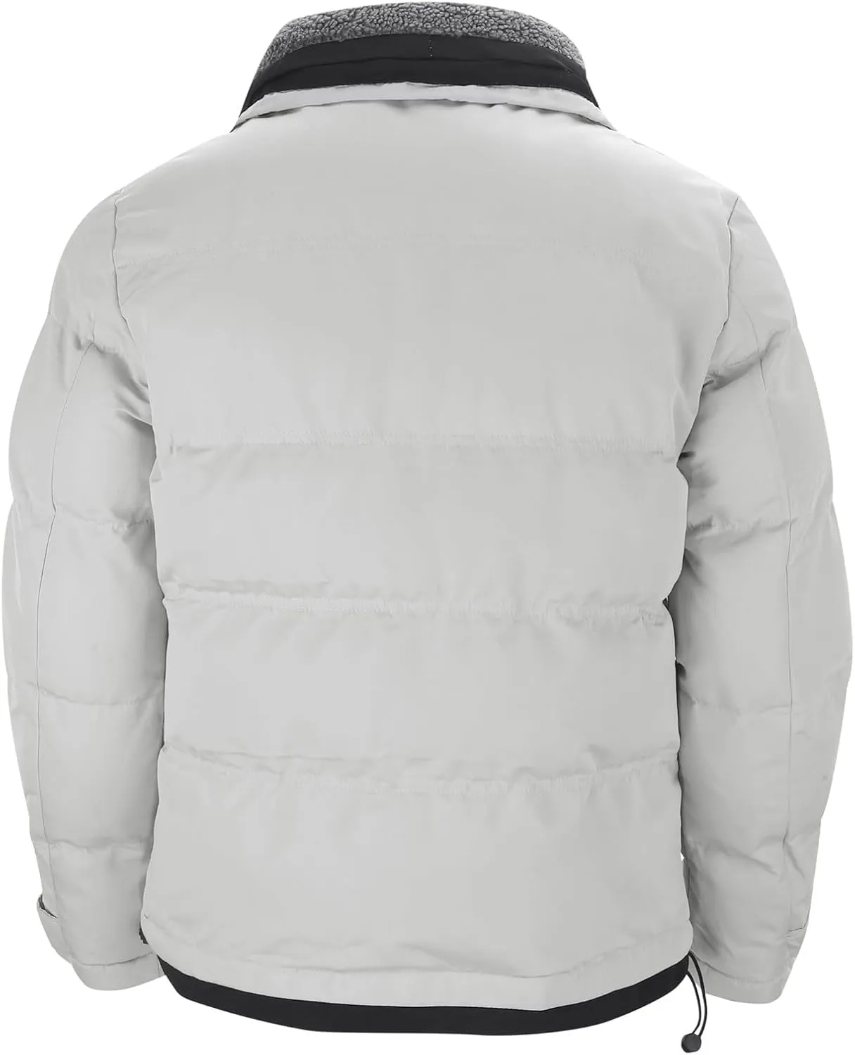 Mens Plus Size Warm Sherpa Lined Parka Jacket, Thickened Full Zip Drawstring Puffer Winter Coat with Pockets