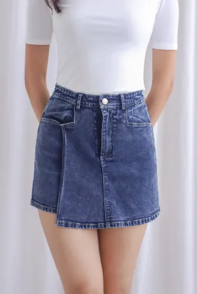*Restocked* Janelle Mini Denim Skorts In Dark Wash