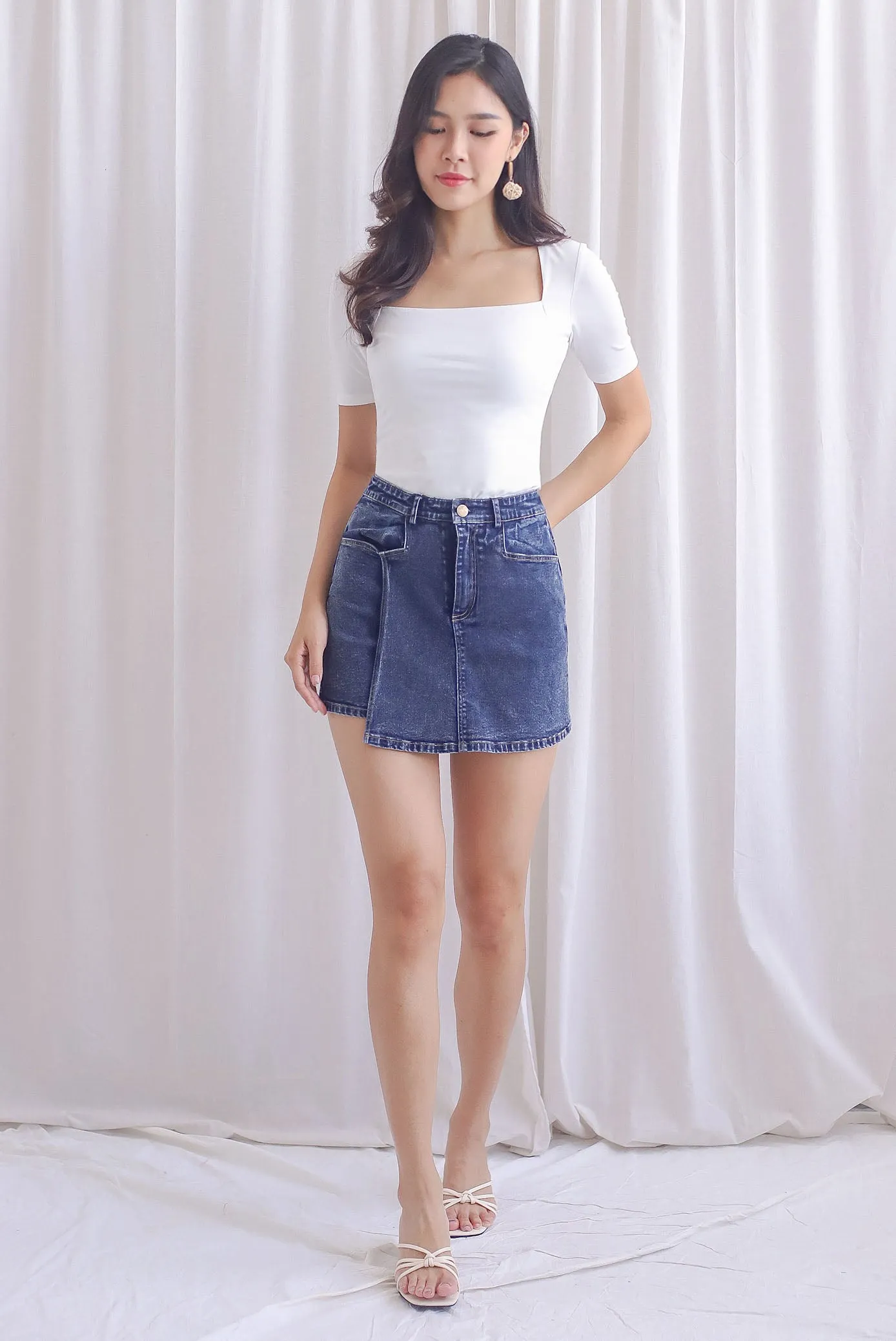 *Restocked* Janelle Mini Denim Skorts In Dark Wash