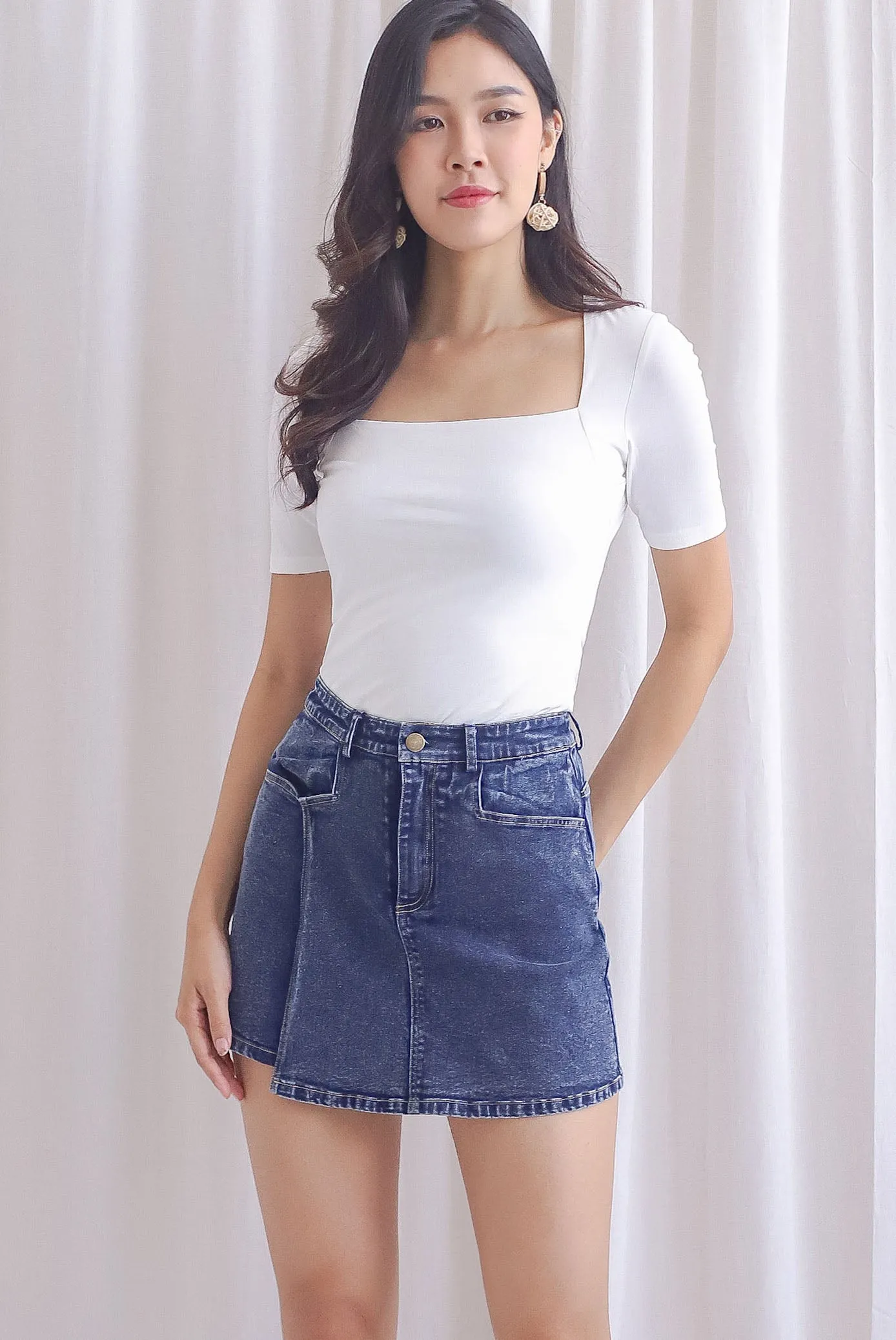 *Restocked* Janelle Mini Denim Skorts In Dark Wash