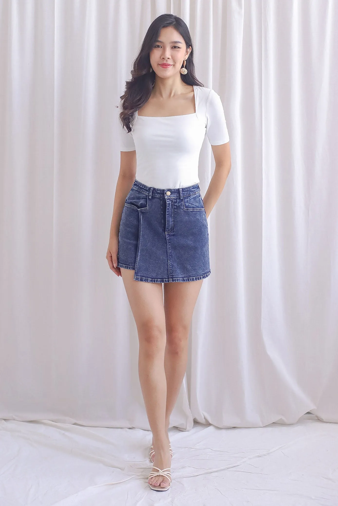*Restocked* Janelle Mini Denim Skorts In Dark Wash