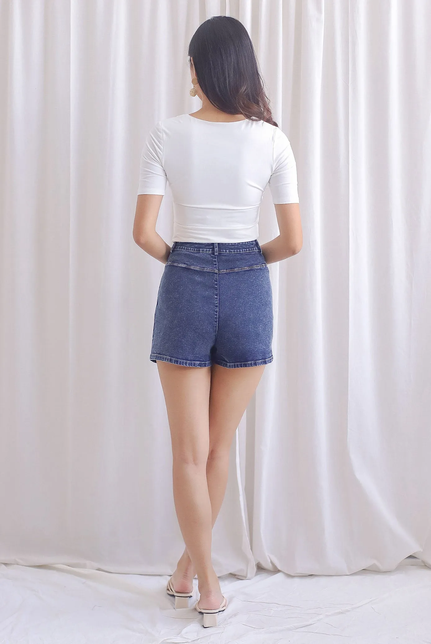 *Restocked* Janelle Mini Denim Skorts In Dark Wash