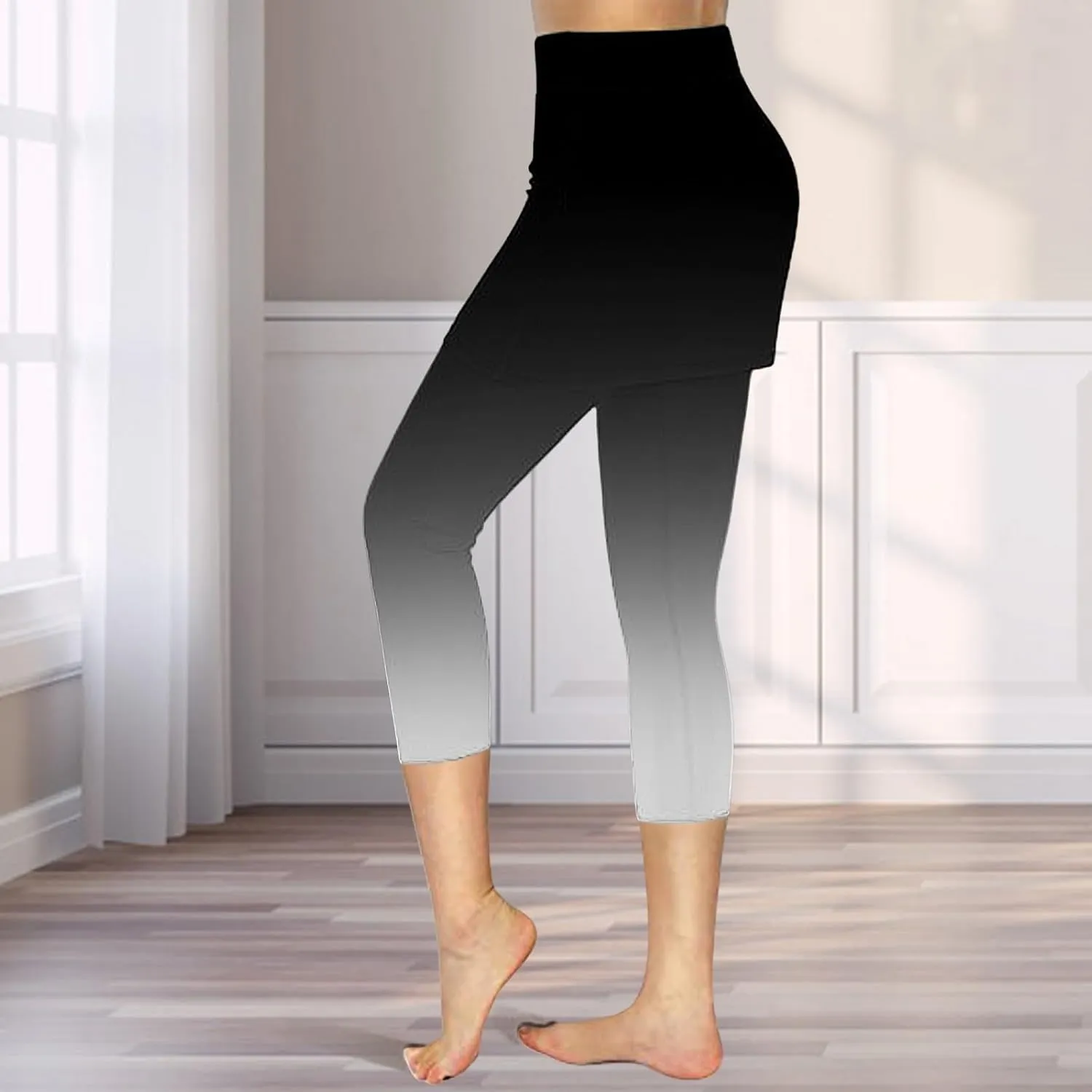 Skirted Leggings for Women Stretchy Tennis Golf Pickleball Skorts Summer Capris Gym Workout Yoga Legging with Skirts