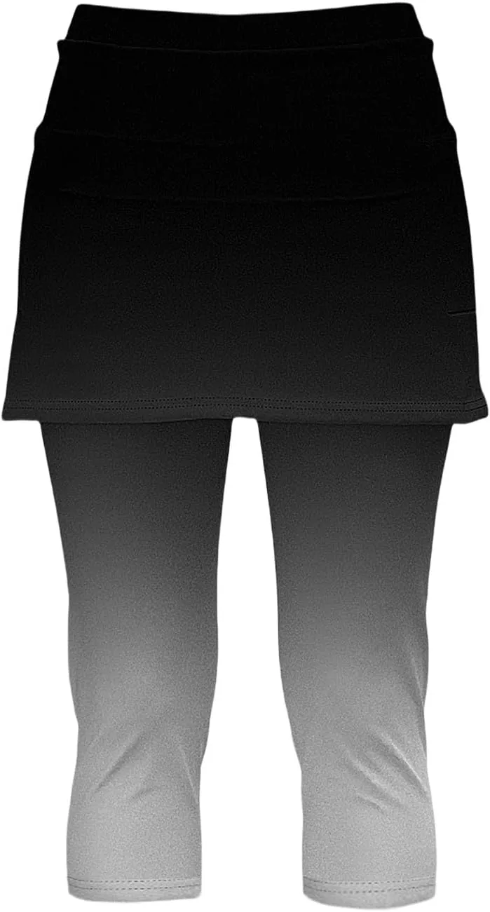 Skirted Leggings for Women Stretchy Tennis Golf Pickleball Skorts Summer Capris Gym Workout Yoga Legging with Skirts