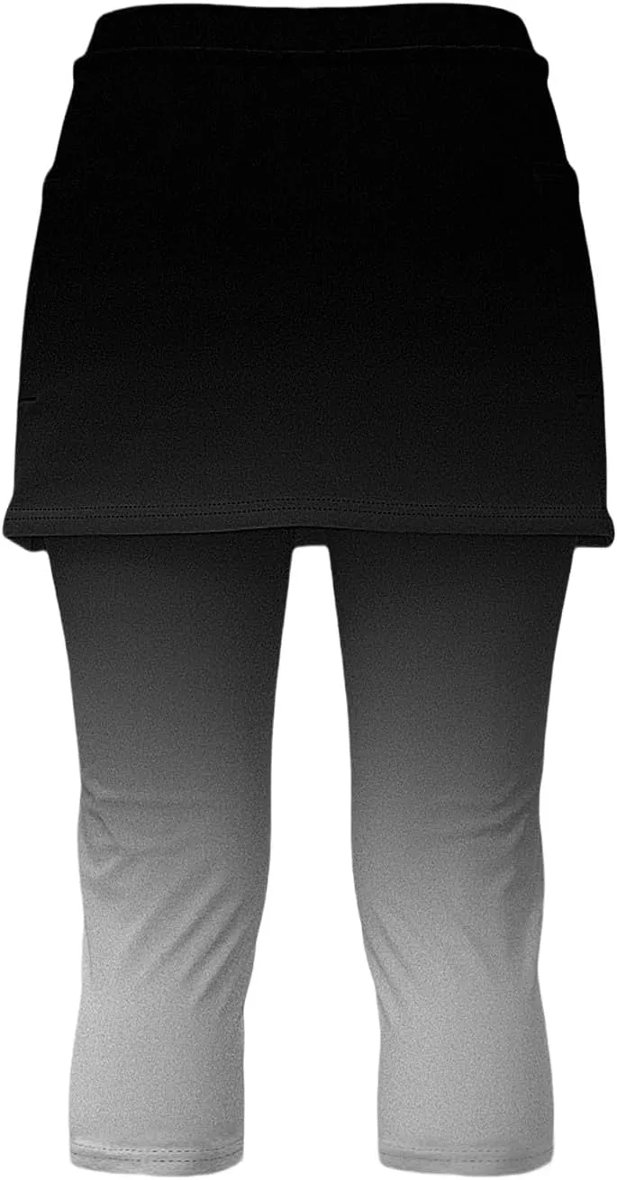 Skirted Leggings for Women Stretchy Tennis Golf Pickleball Skorts Summer Capris Gym Workout Yoga Legging with Skirts