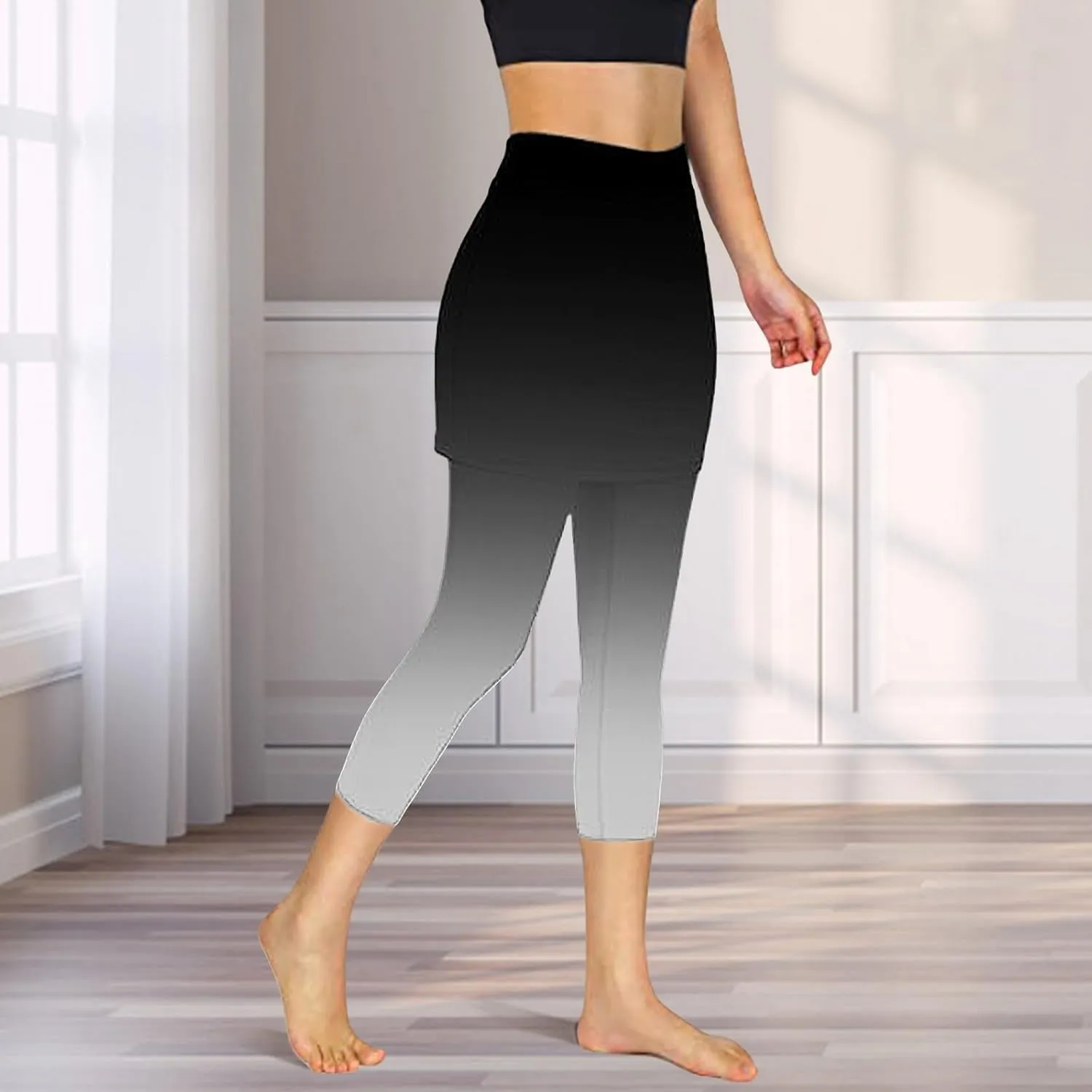 Skirted Leggings for Women Stretchy Tennis Golf Pickleball Skorts Summer Capris Gym Workout Yoga Legging with Skirts