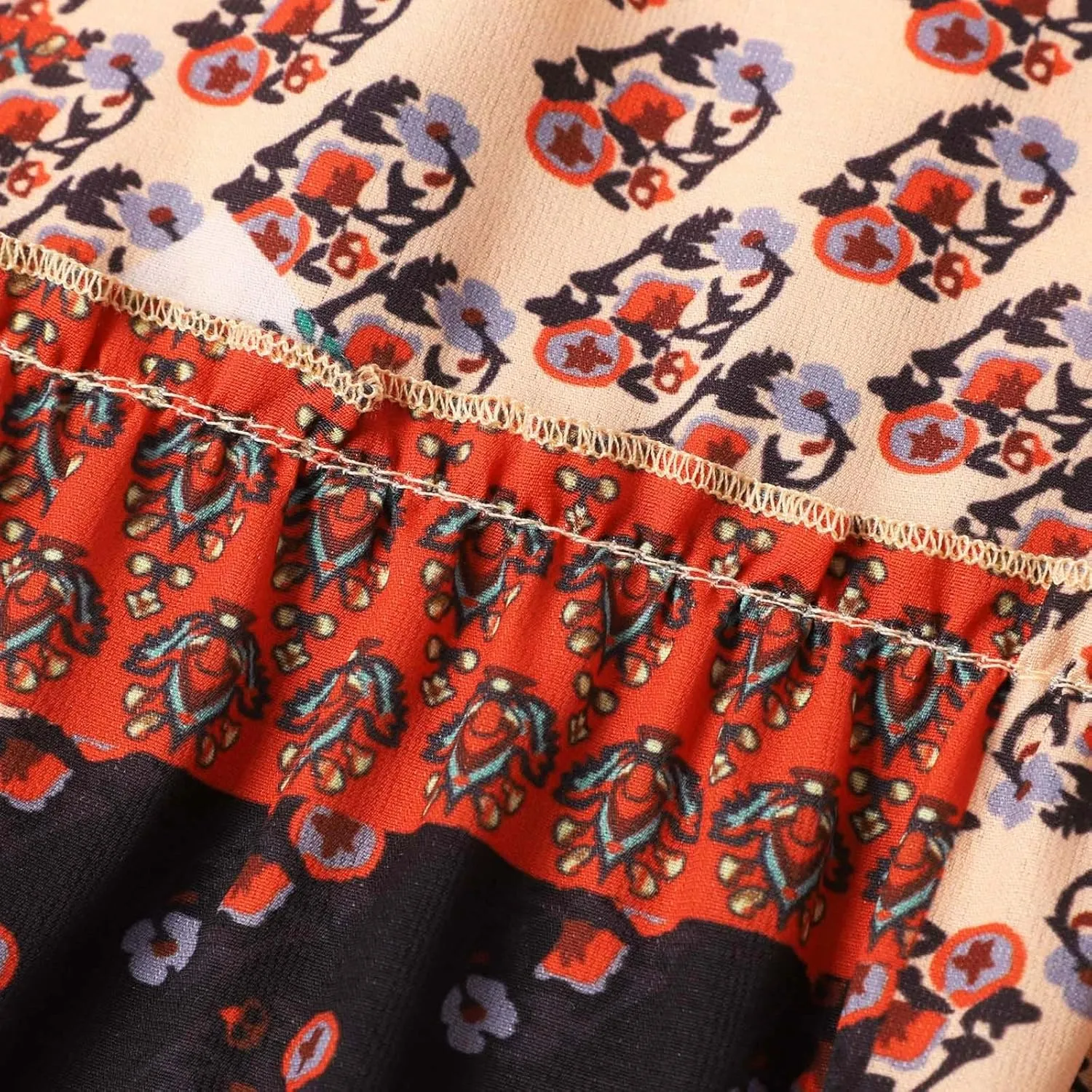 Skirts for Women Trendy Bohemian Summer High Elastic Waist Beach Floral Print A-Line Boha Skirts Vocation Streetwear