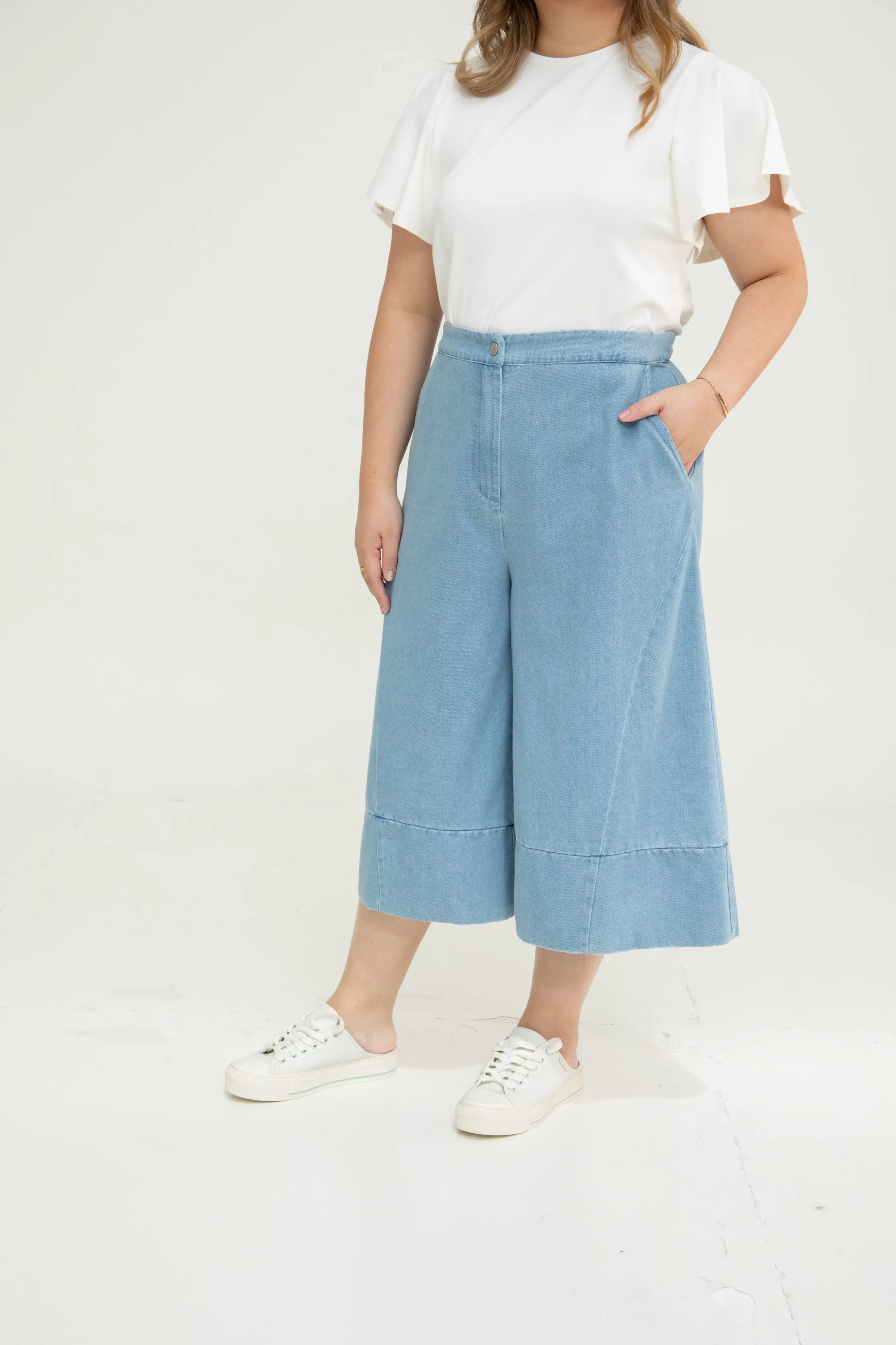 Soft Denim Culottes (Light Wash)