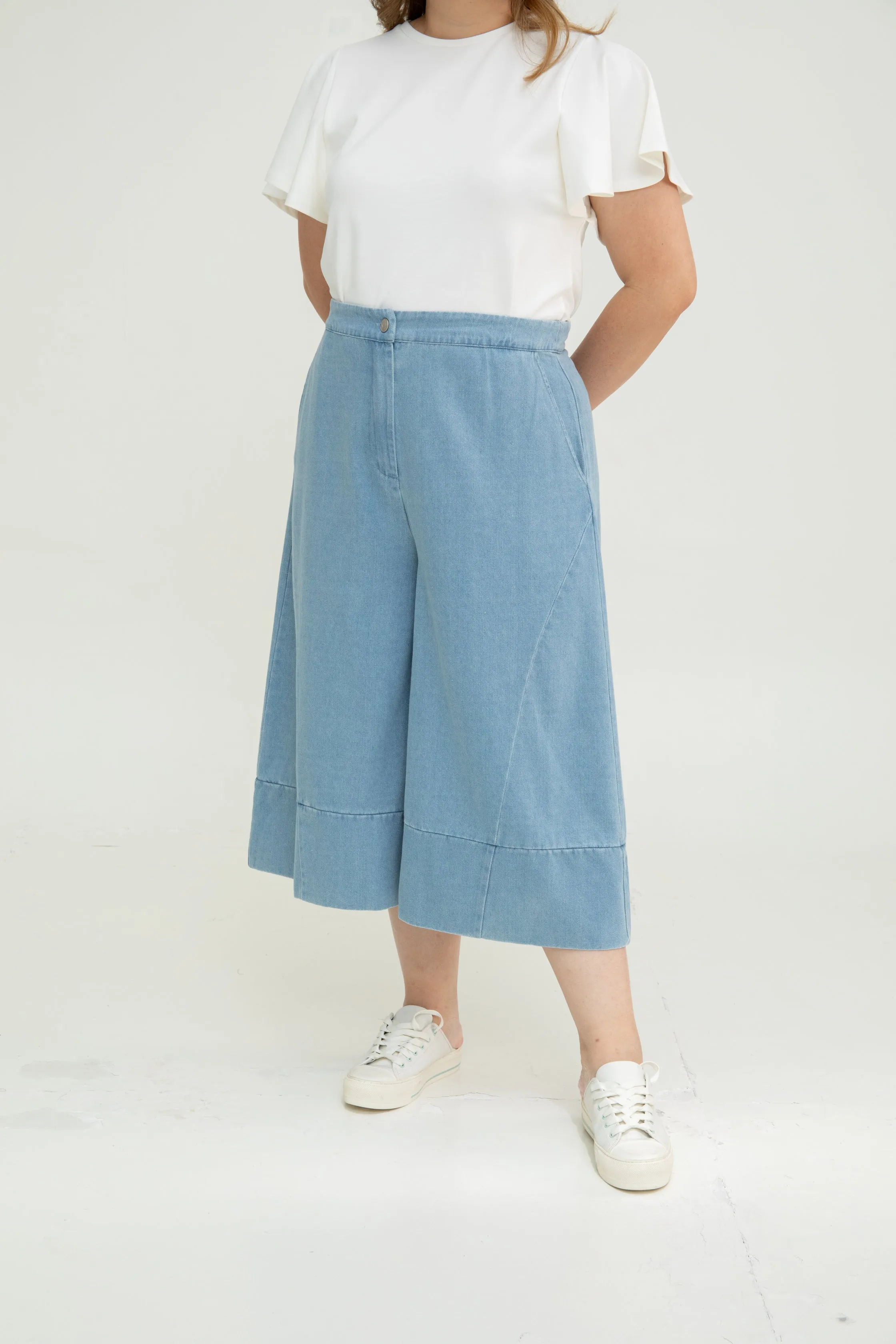 Soft Denim Culottes (Light Wash)