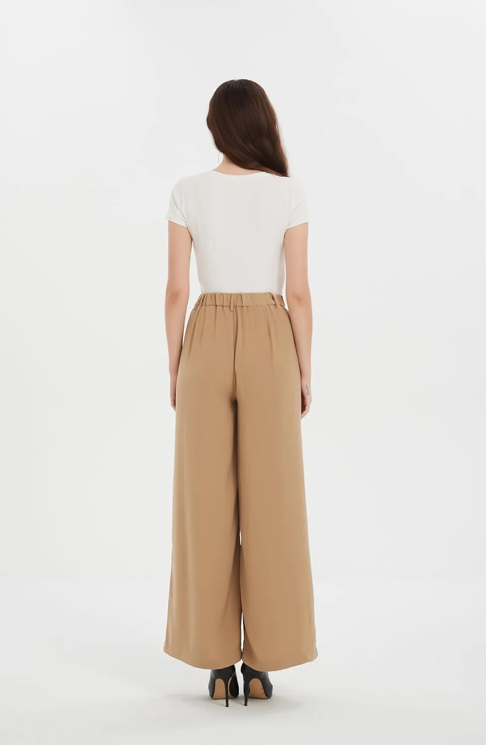 Tronjori Women High Waist Casual Wide Leg Long Palazzo Pants Trousers Regular Size
