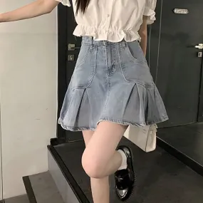 Vintage High Waist Denim Skirt