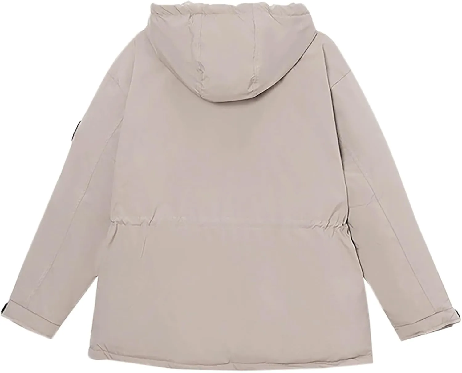 Windproof Down Jacket Women Solid Color Waterproof Tunic Drawstring Overcoats Winter Warm Outfits with Multi Pockets
