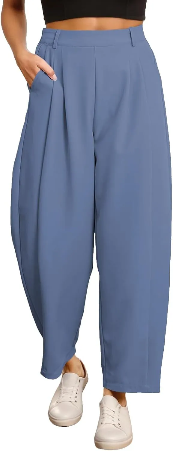 Women Dress Pants High Waist Straight Leg Casual Trousers Summer Baggy Stretch Business Work Pants with Pockets 2025