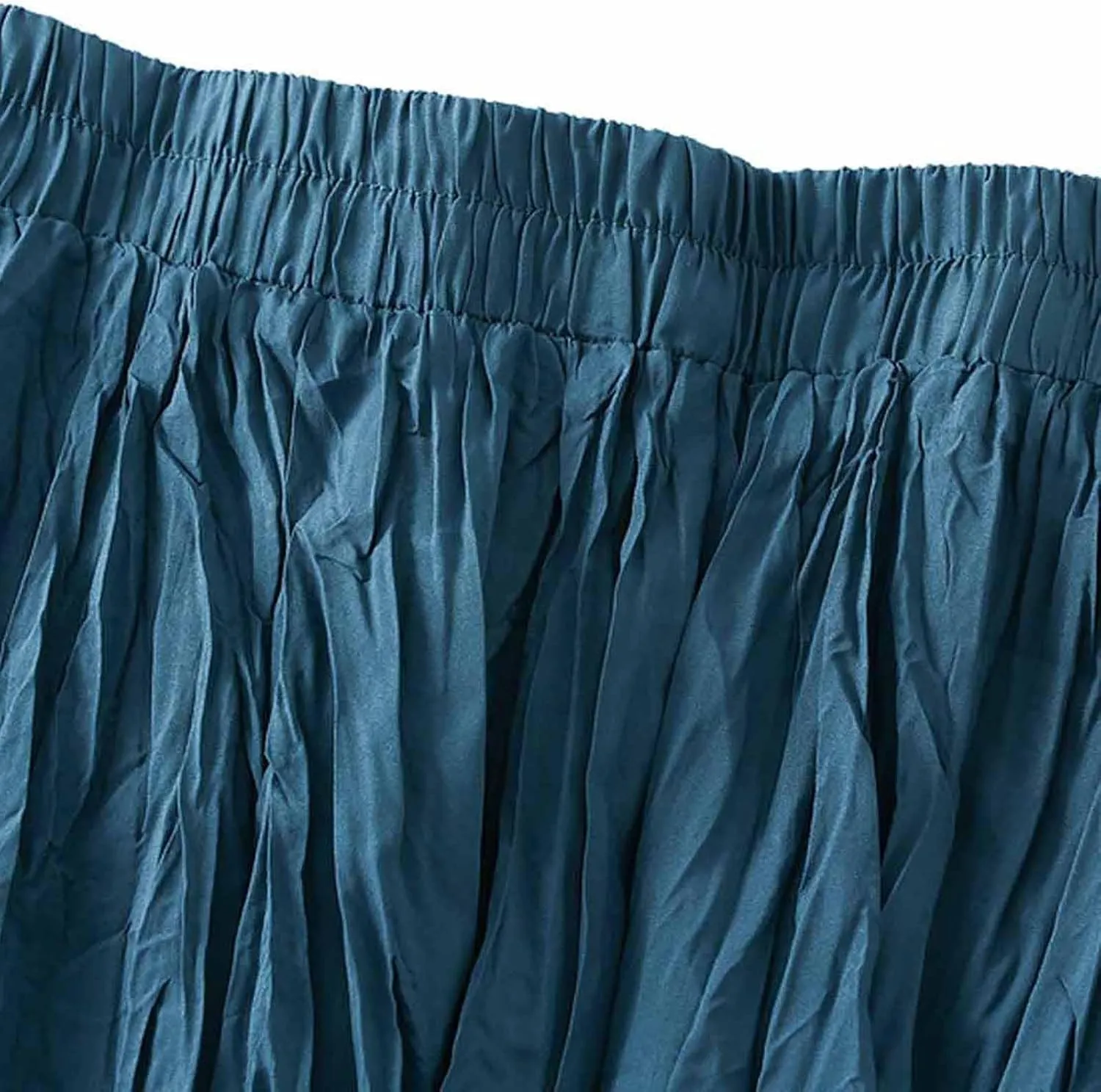 Women's Casual Trendy Classic Midi Wrinkled Skirt A-Line Elastic Waist Swing Pleated Fall Winter Solid Color Skirts