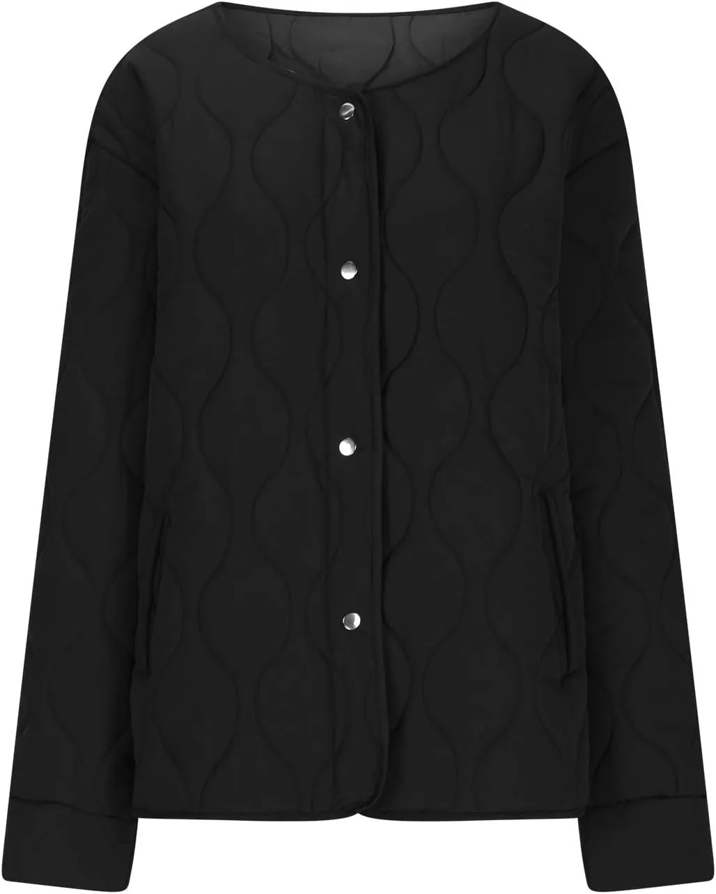 Women's Quilted Jackets Lightweight Puffer Jacket Loose Button Down Cardigan Outerwear Down Coats for Fall and Winter