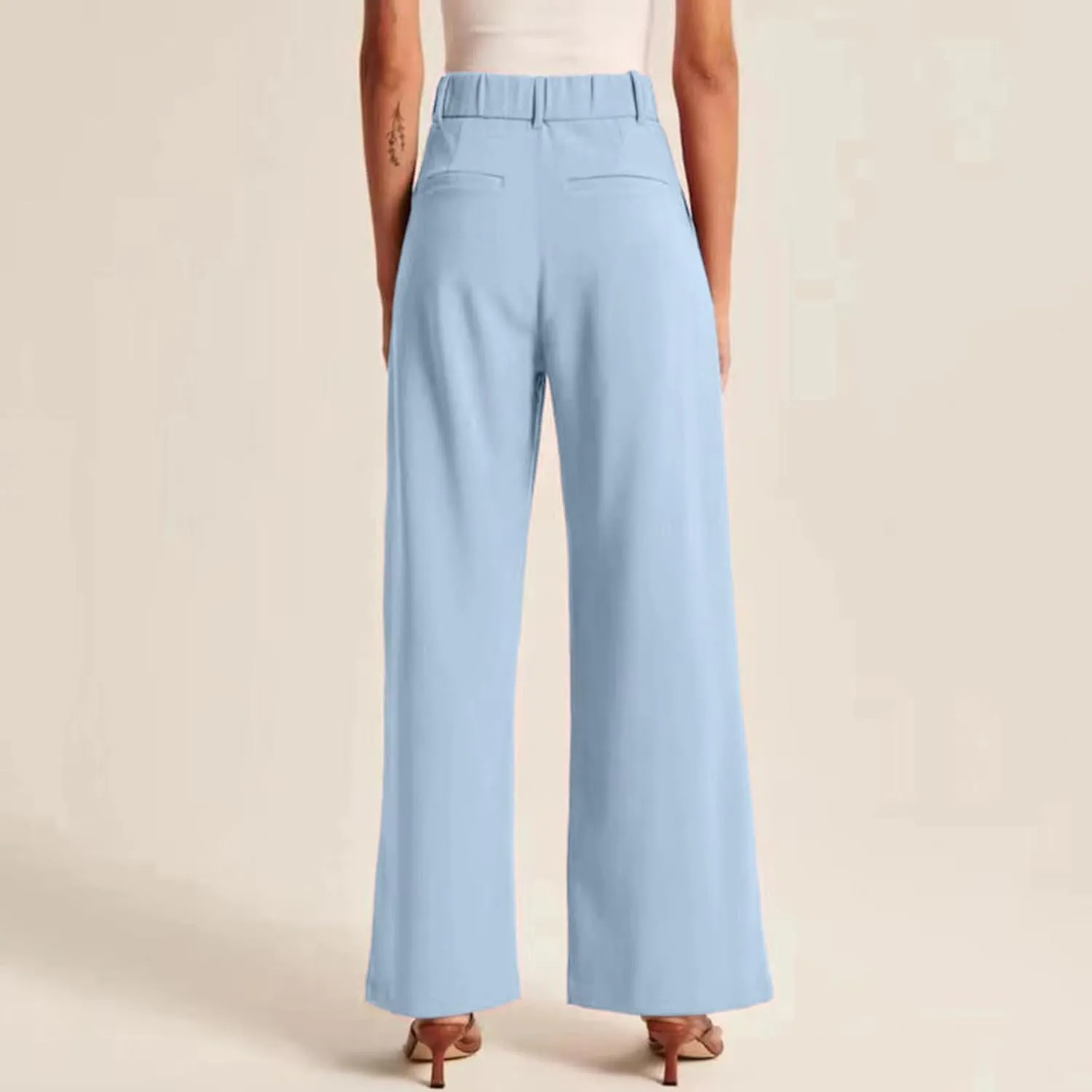 Womens Wide Leg Pants High Waisted Business Casual Summer Dress Pants Loose Palazzo Long Work Trousers with Pockets
