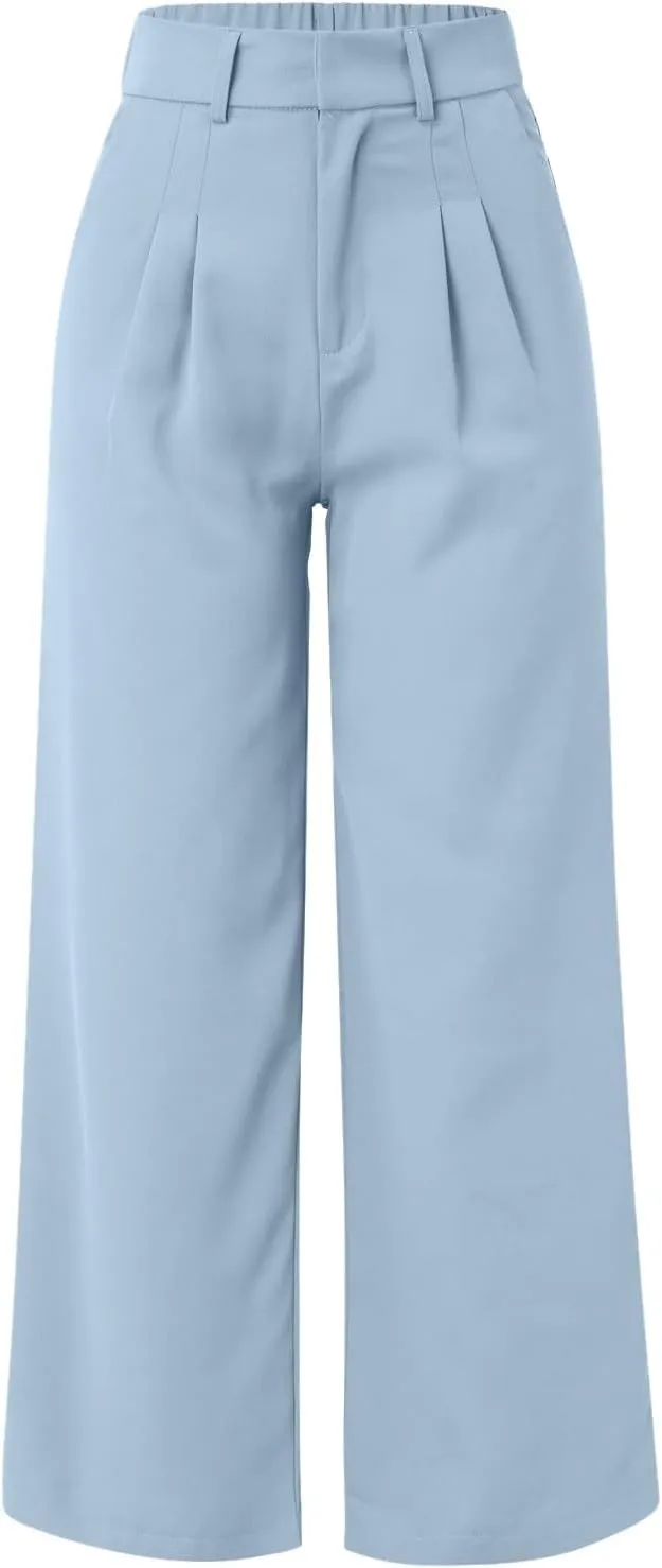 Womens Wide Leg Pants High Waisted Business Casual Summer Dress Pants Loose Palazzo Long Work Trousers with Pockets