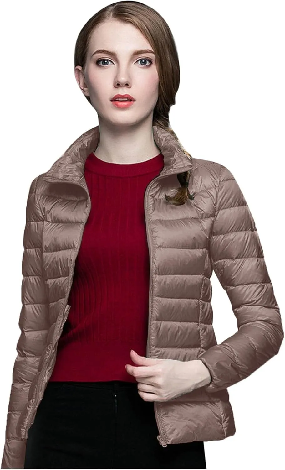 Women's Winter Down Long Jacket Thickened Puffer Warm Coat Warm Packable Down Jackets Slim Fit Hooded Jacket