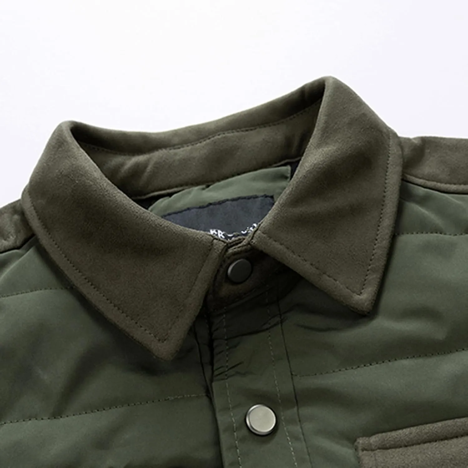 Zeiyignr Men's Padded Down Jackets Winter Button Down Fleece Outwear Casual Windproof Sherpa Lined Lightweight Puffer Coats