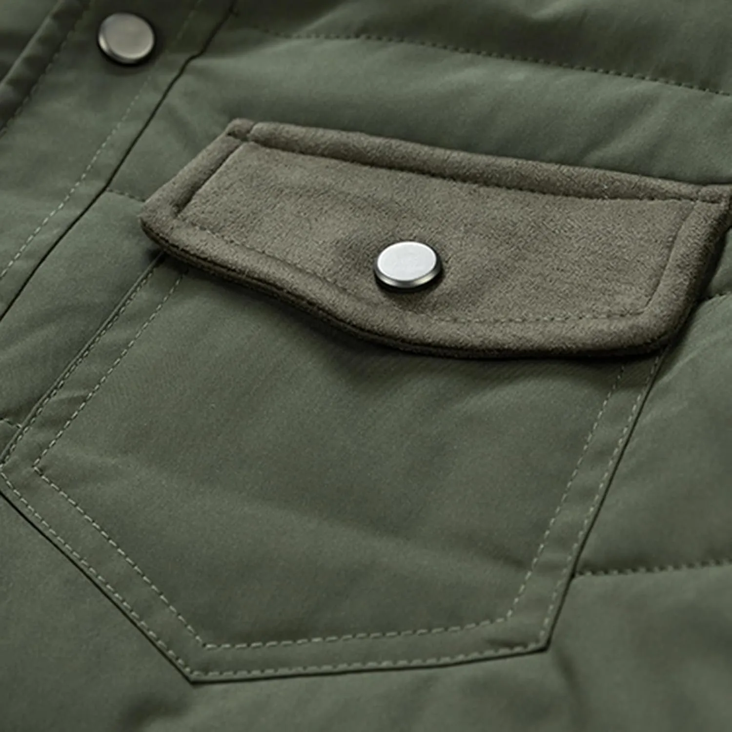 Zeiyignr Men's Padded Down Jackets Winter Button Down Fleece Outwear Casual Windproof Sherpa Lined Lightweight Puffer Coats
