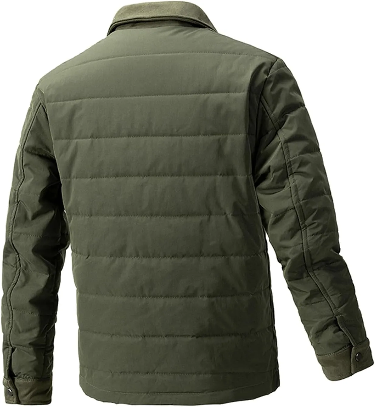 Zeiyignr Men's Padded Down Jackets Winter Button Down Fleece Outwear Casual Windproof Sherpa Lined Lightweight Puffer Coats